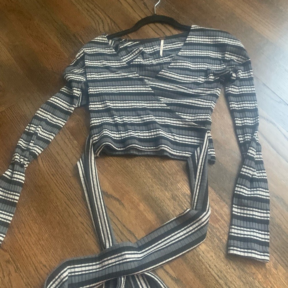 striped long sleeve free people wrap tap